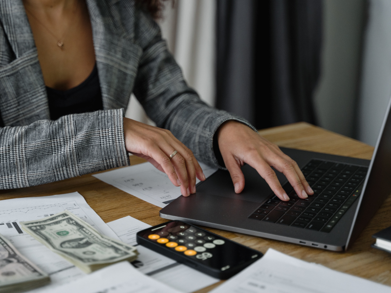 Woman working on a computer