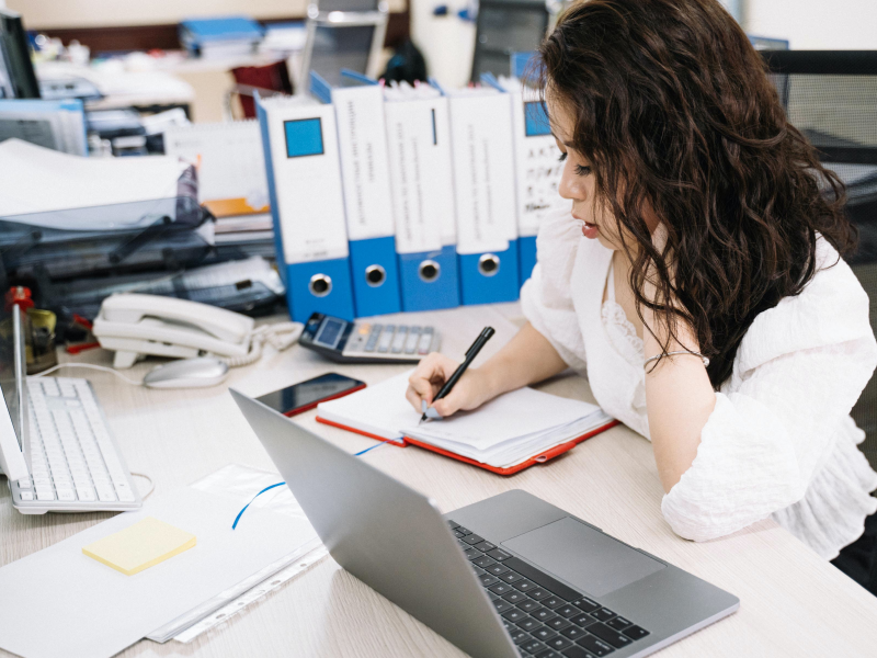 Woman working on a computer